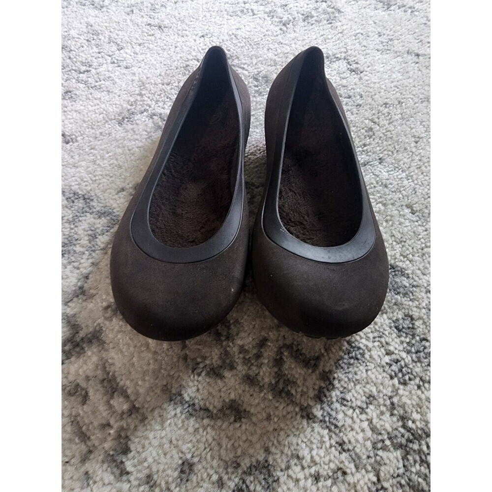 Crocs Women's Mammoth Ballerina Slip-On Dark Brown Flat Shoes - Size 10 - Picture 2 of 7
